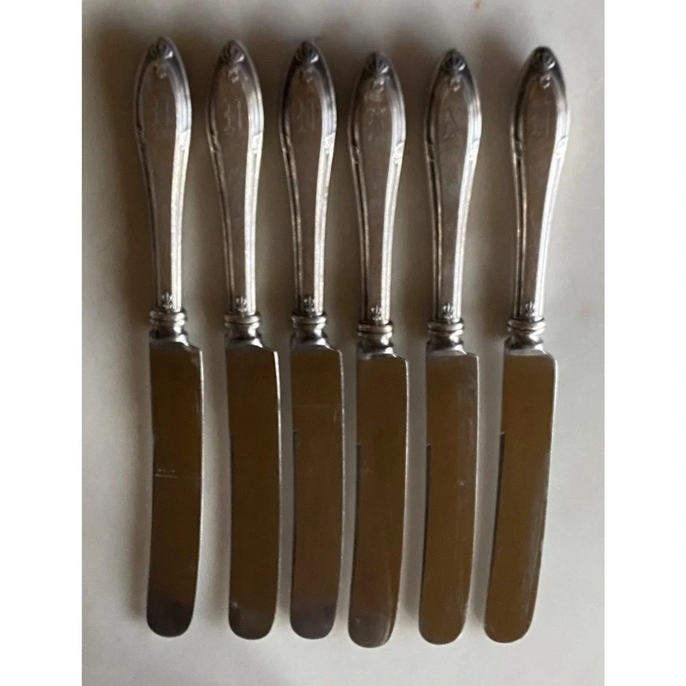 SET 6 DINNER KNIVES! Vintage GORHAM silverplate: PROVIDENCE pattern Monogram 